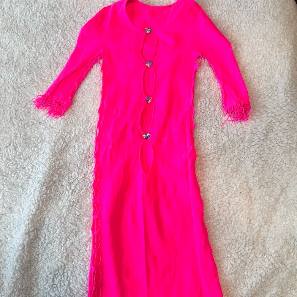 POSTER GIRL Hot Pink Dress with Heart Accents